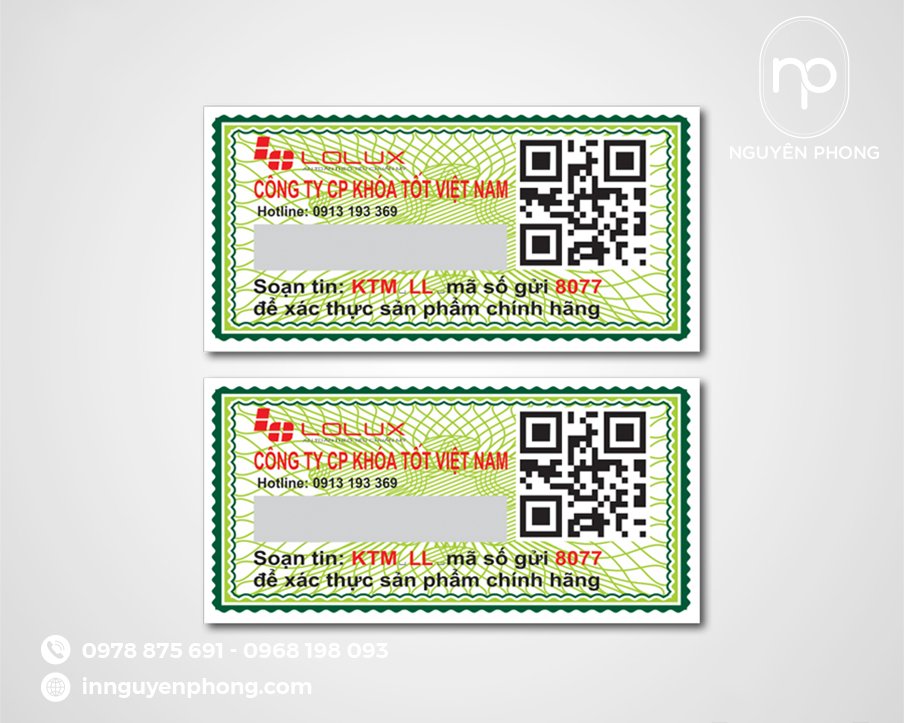 Decal giấy kết hợp với mã QR, mã vạch